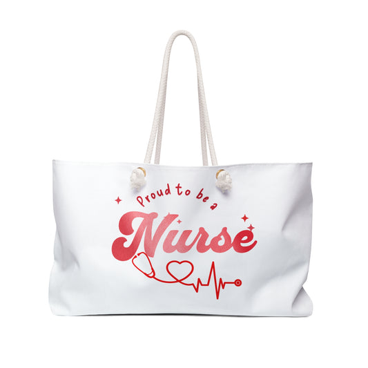 White Proud Nurse Weekender Bag