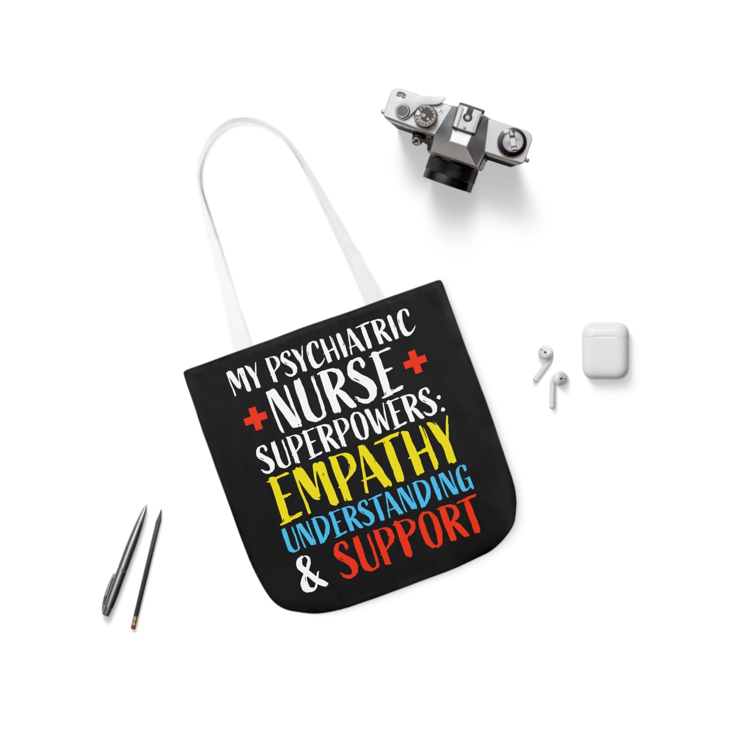 Nurse Psychiatry: Canvas Tote Bag, 5-Color Straps