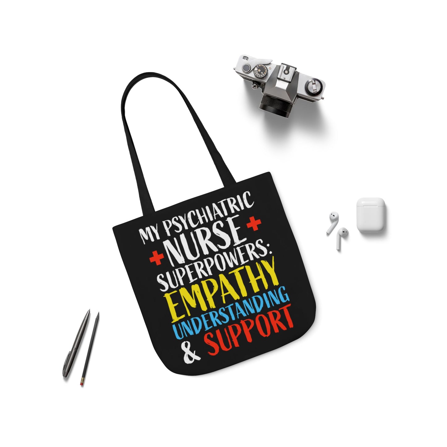 Nurse Psychiatry: Canvas Tote Bag, 5-Color Straps