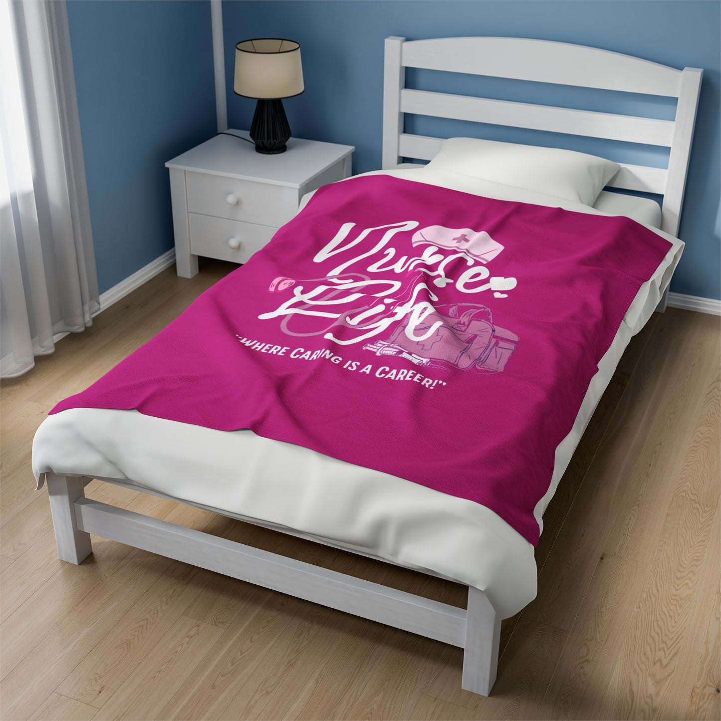 Nurse Life Pink Velveteen Plush Blanket