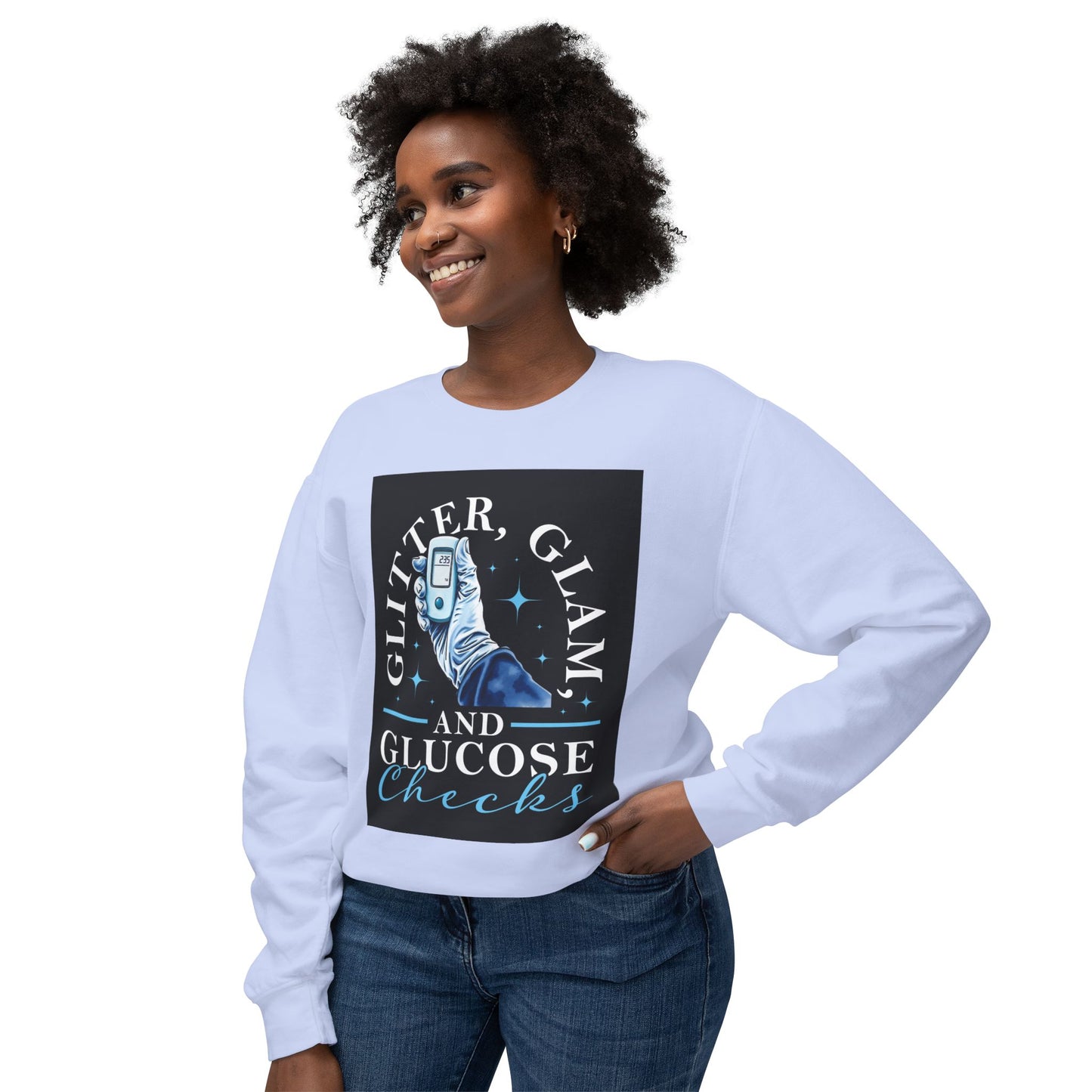 Nurse Glucose Checks Unisex Lightweight Crewneck Sweatshirt