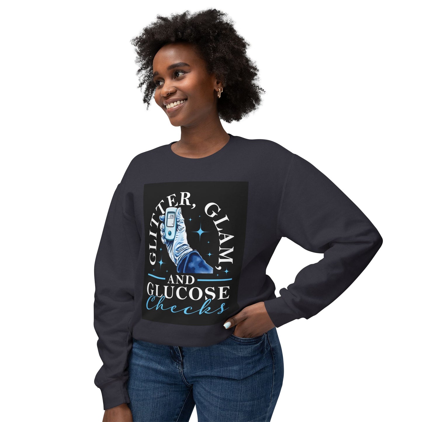 Nurse Glucose Checks Unisex Lightweight Crewneck Sweatshirt