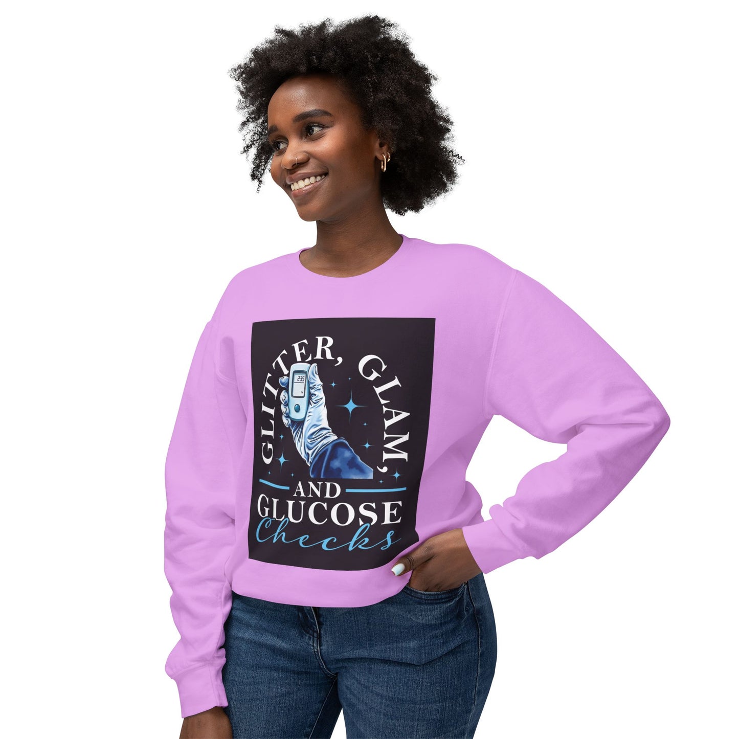 Nurse Glucose Checks Unisex Lightweight Crewneck Sweatshirt