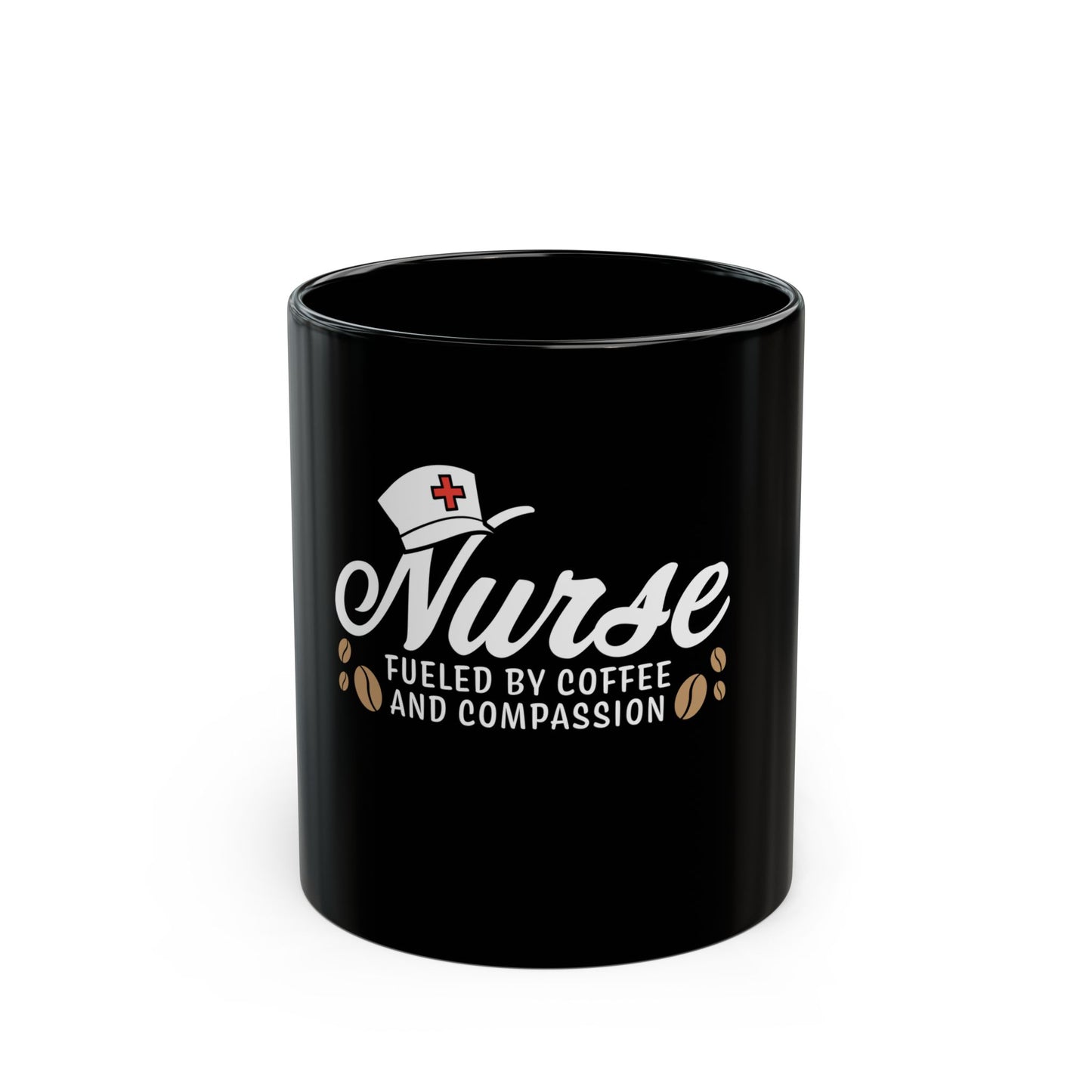 Nurse Fueled Black Mug (11oz, )