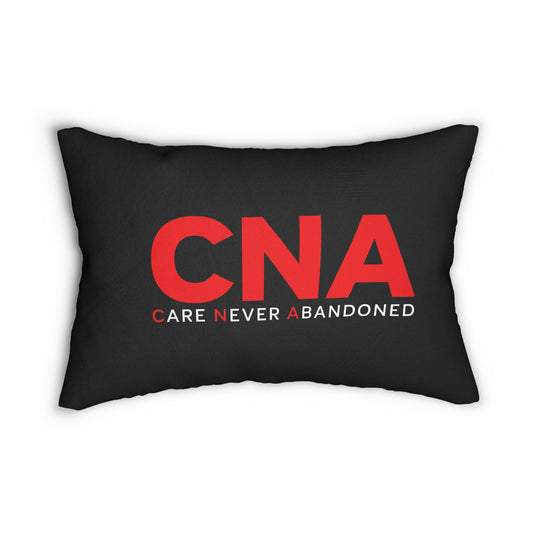 CNA Lumbar Pillow — 'Care Never Abandoned' Support Cushion for Nurses & Caregivers