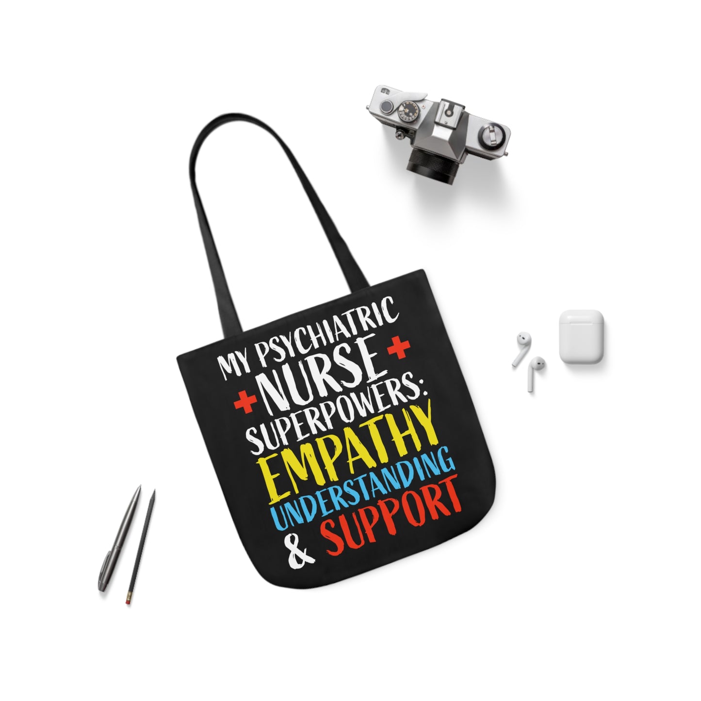 Nurse Psychiatry: Canvas Tote Bag, 5-Color Straps