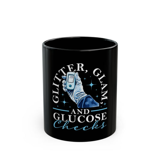 Nurse Glucose Checks Black Mug (11oz, 15oz)