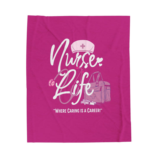 Nurse Life Pink Velveteen Plush Blanket